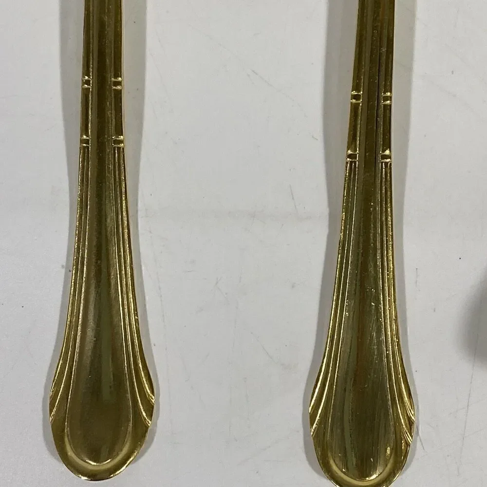 Vintage‎ Hampton Silversmiths Gold Serving Silverware Set Salad Spoons Spatula